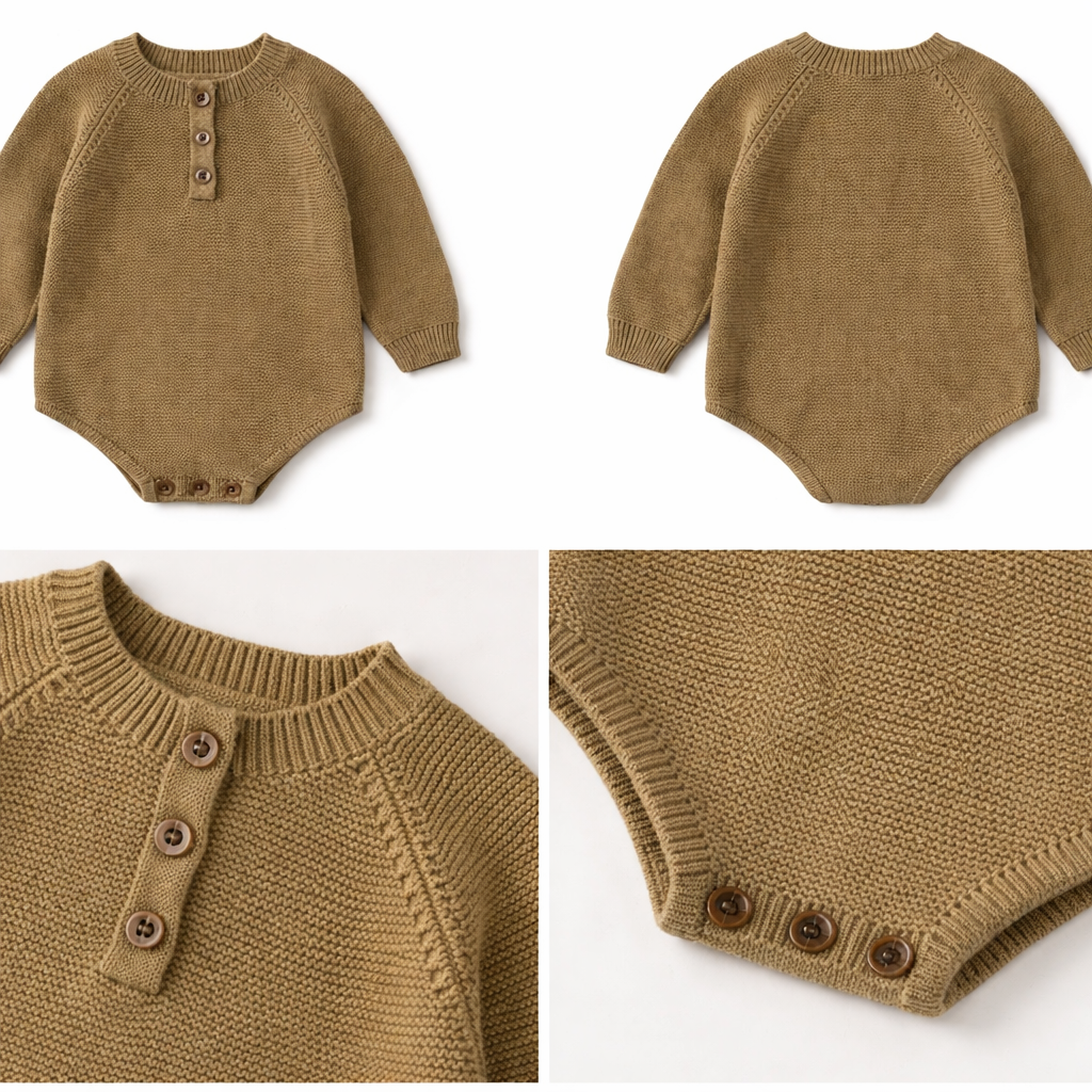 Conjunto Baby Bear - Mameluco de punto + Gorrito