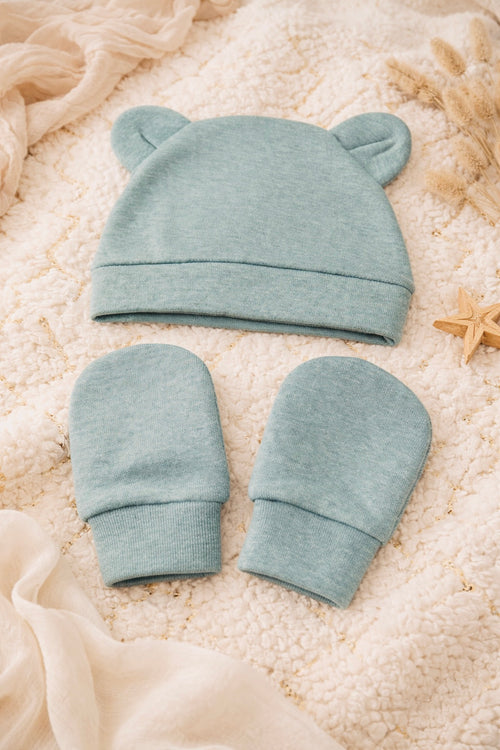 Conjunto Primera Caricia - Gorro y Manoplas Recién Nacido Algodón Orgánico