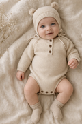 Conjunto Baby Bear - Mameluco de punto + Gorrito