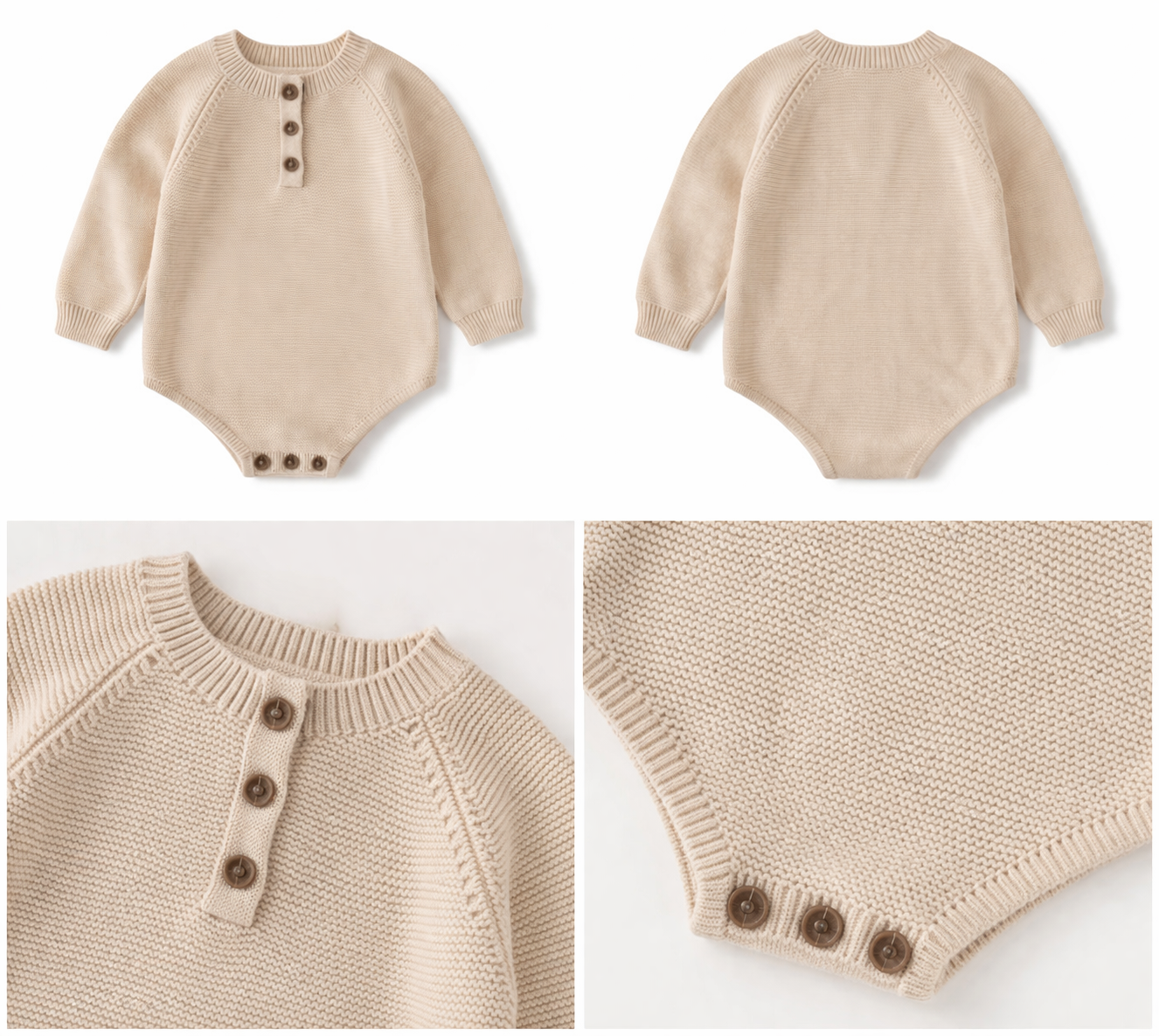 Conjunto Baby Bear - Mameluco de punto + Gorrito